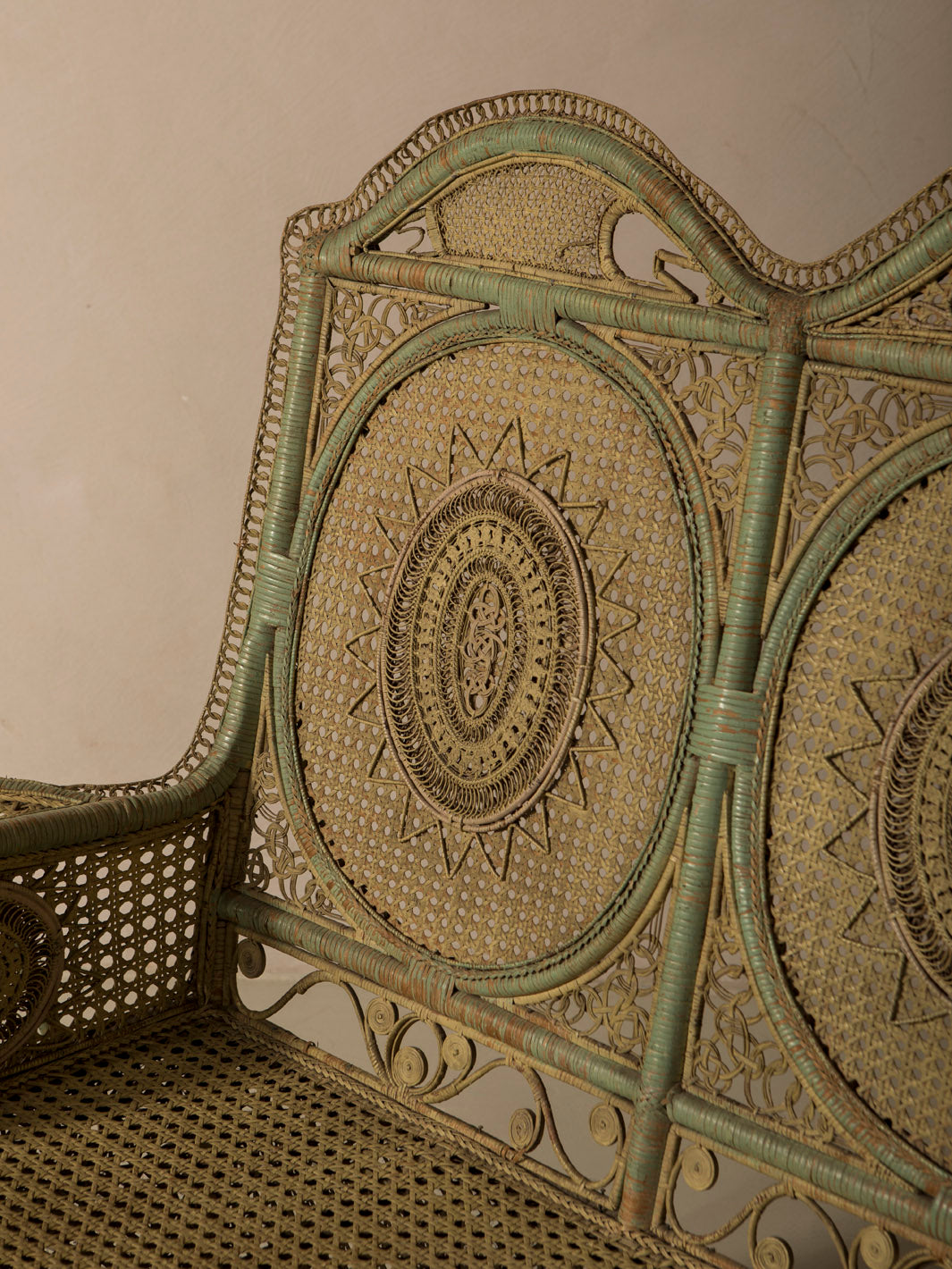 19th-century Parisian rattan bench