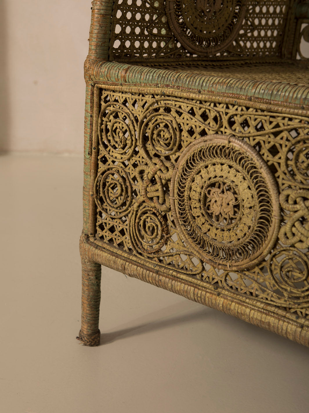 19th-century Parisian rattan bench