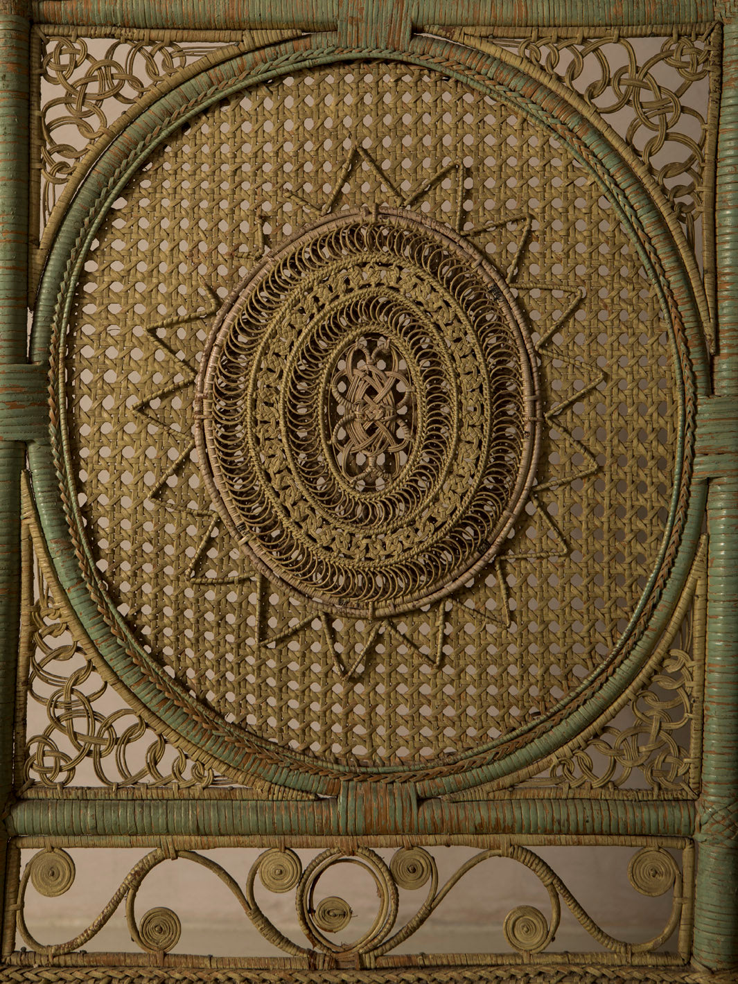 19th-century Parisian rattan bench