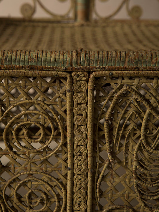 19th-century Parisian rattan bench