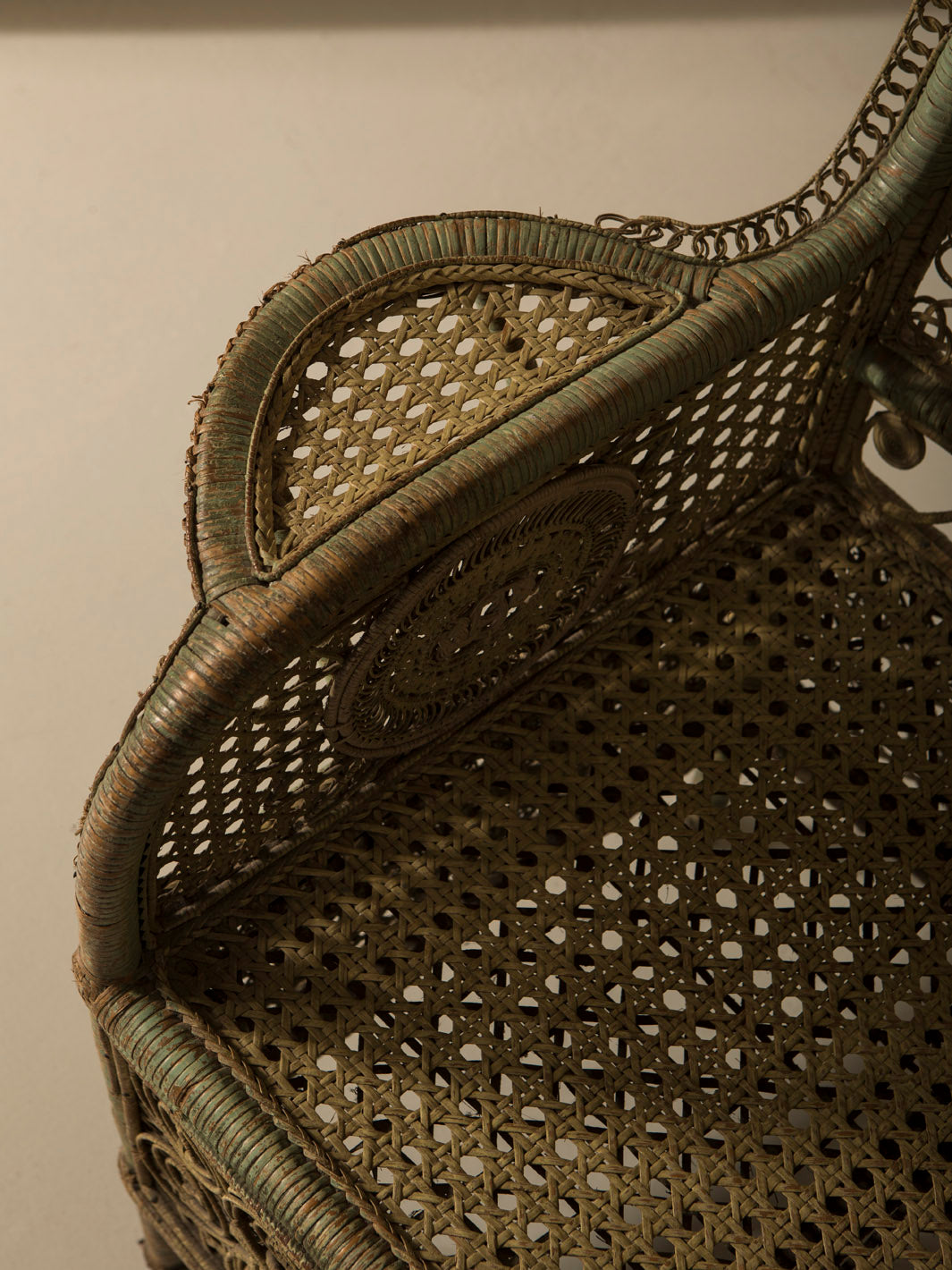 19th-century Parisian rattan bench