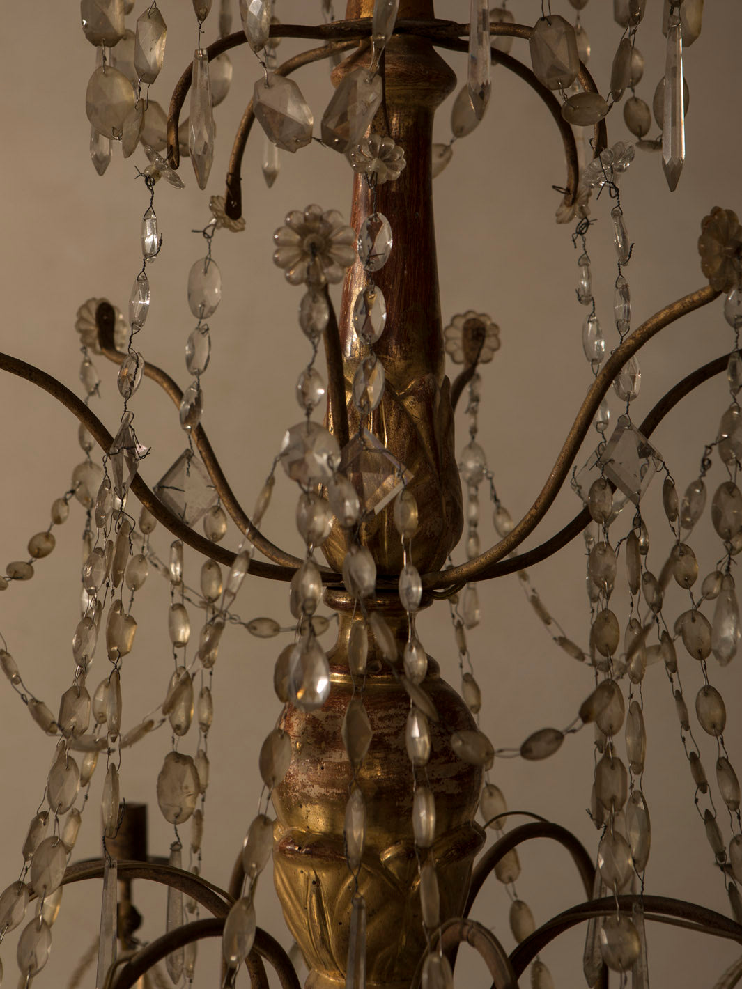18th-century Genoese polychrome wood chandelier