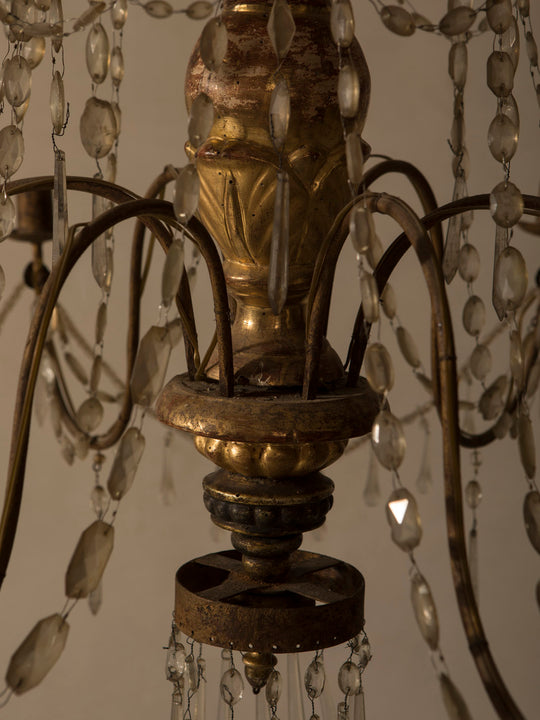 18th-century Genoese polychrome wood chandelier