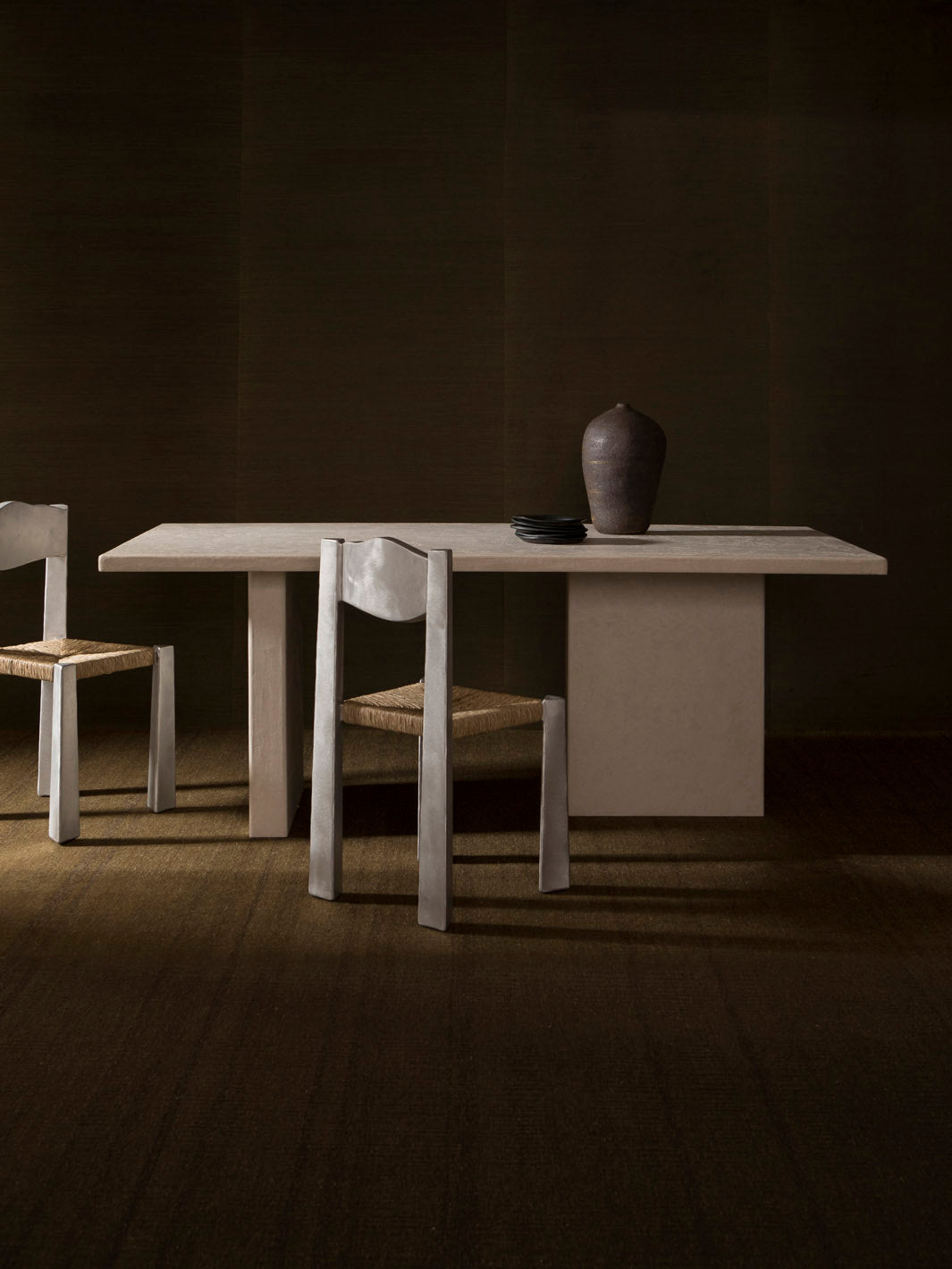 Rope rectangular clay table