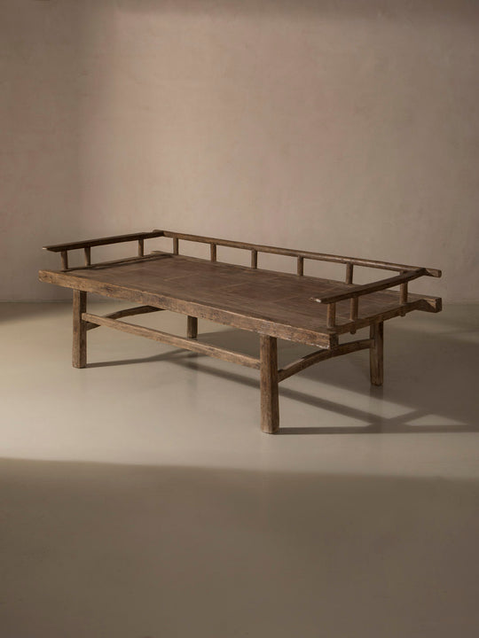 Banco chino de olmo recuperado y bambú 201x51x89cm