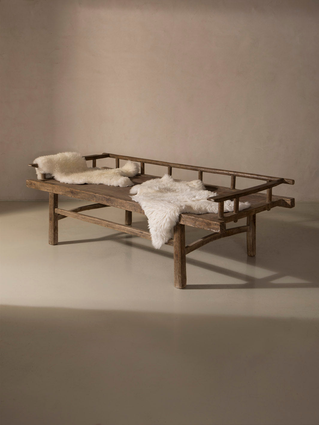 Banco chino de olmo recuperado y bambú 201x51x89cm