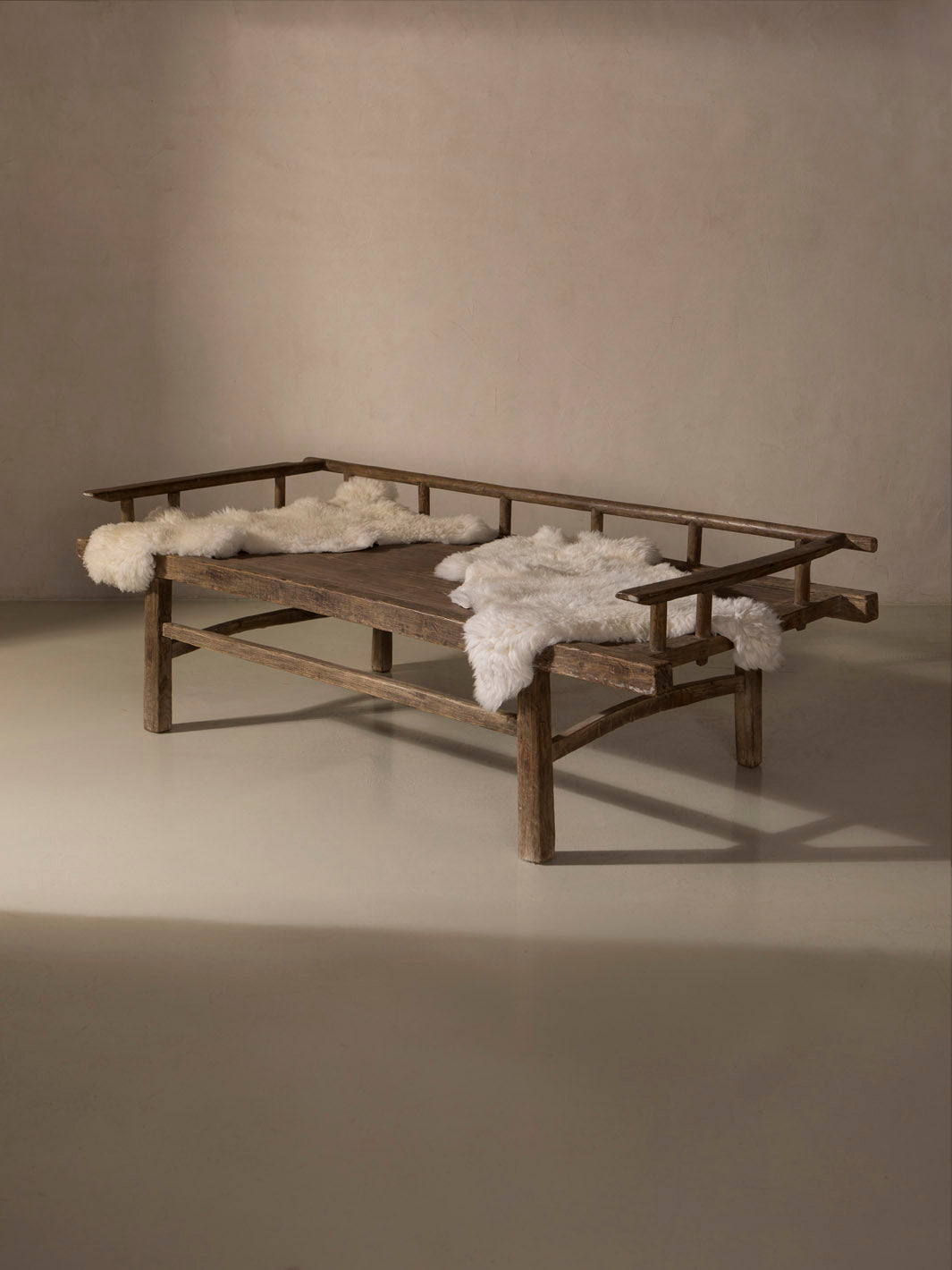 Banco chino de olmo recuperado y bambú 201x51x89cm