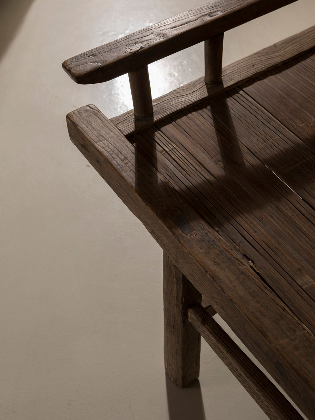 Banco chino de olmo recuperado y bambú 201x51x89cm