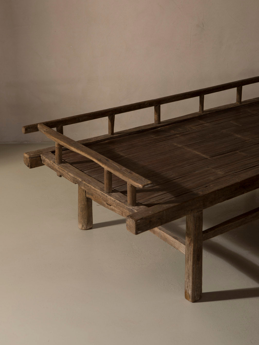 Banco chino de olmo recuperado y bambú 201x51x89cm