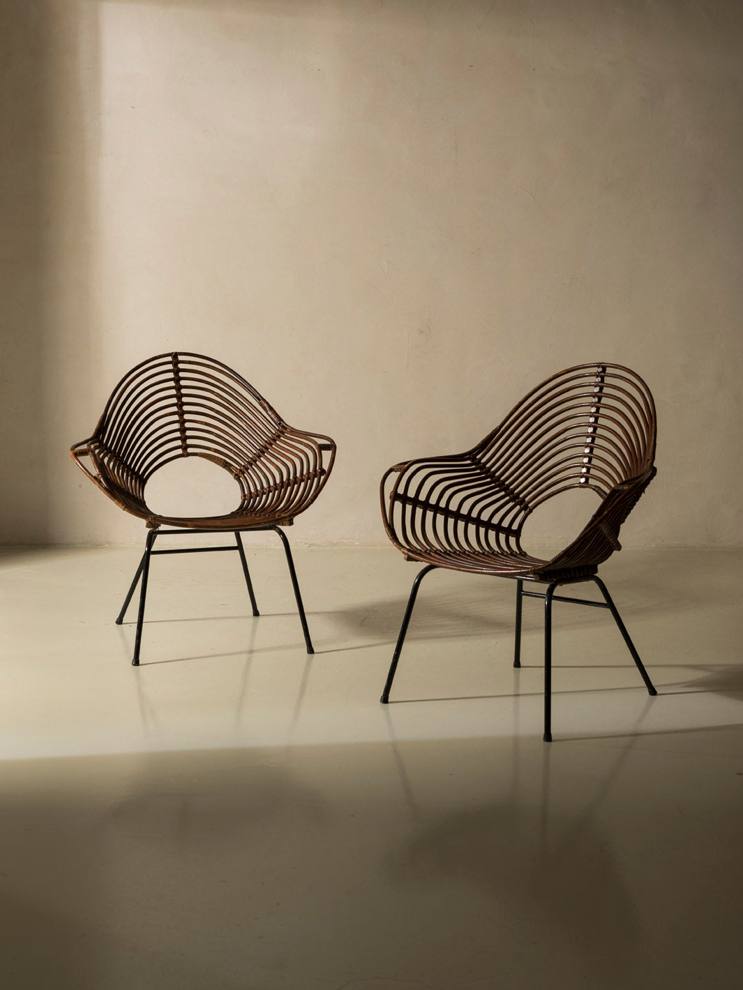 Pair of rattan armchairs from Italy, 1960s