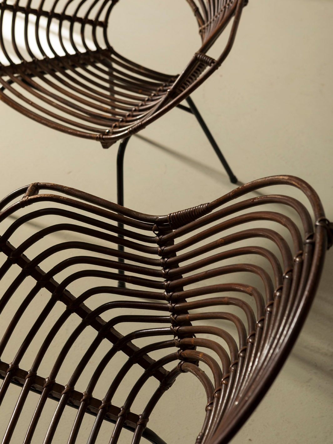 Pair of rattan armchairs from Italy, 1960s