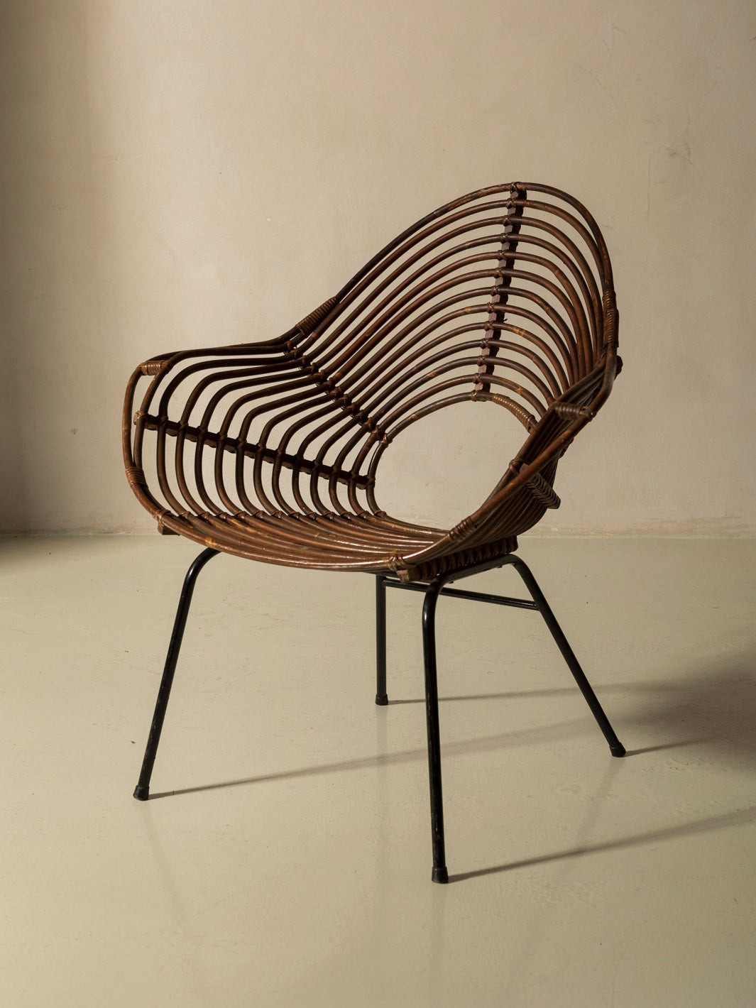 Pair of rattan armchairs from Italy, 1960s