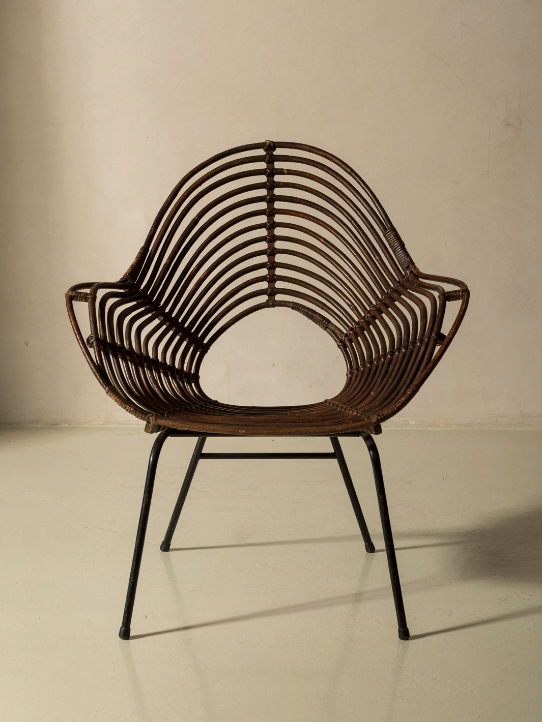 Pair of rattan armchairs from Italy, 1960s