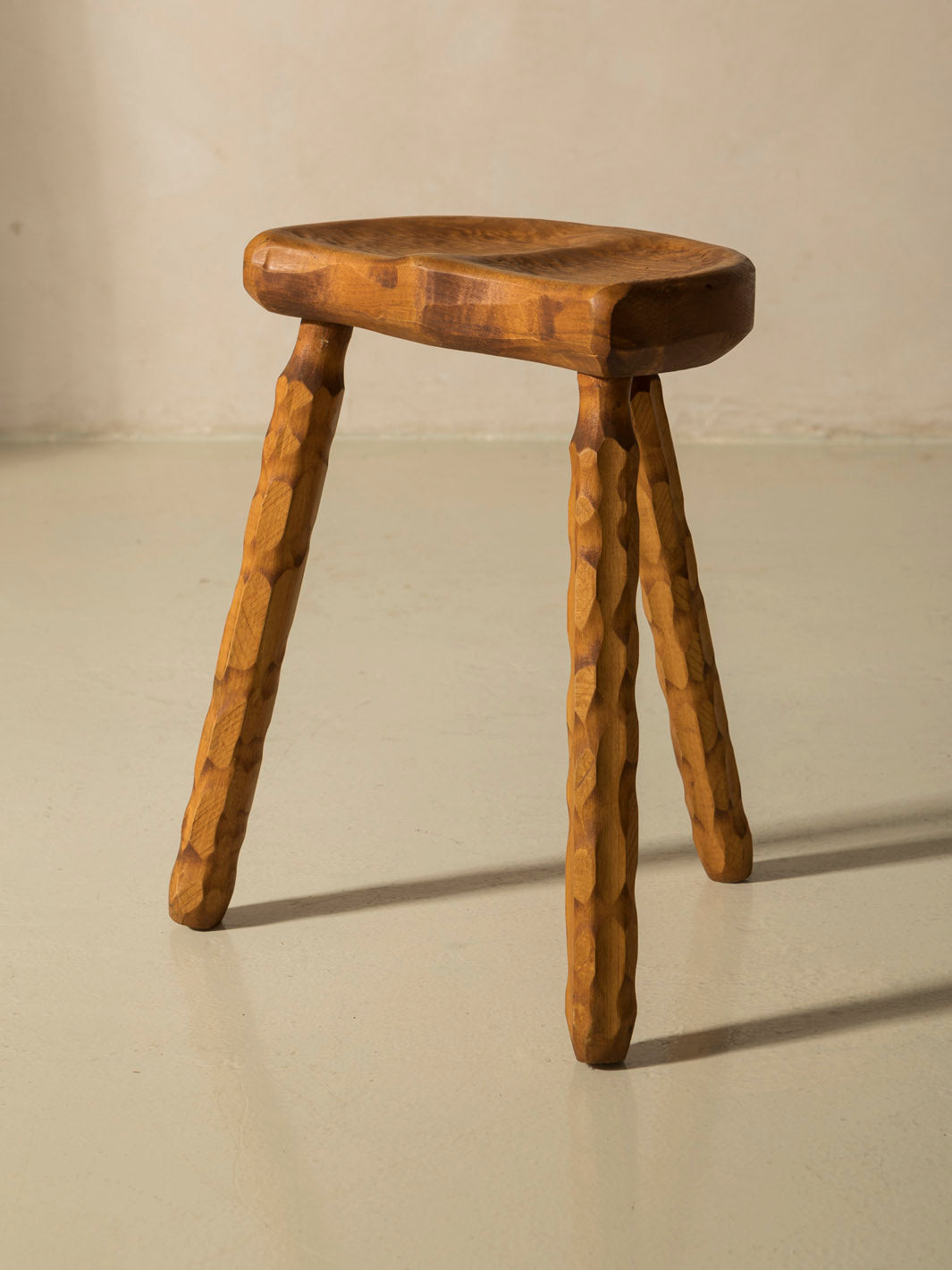 Brutalist carved stool from the 1960s