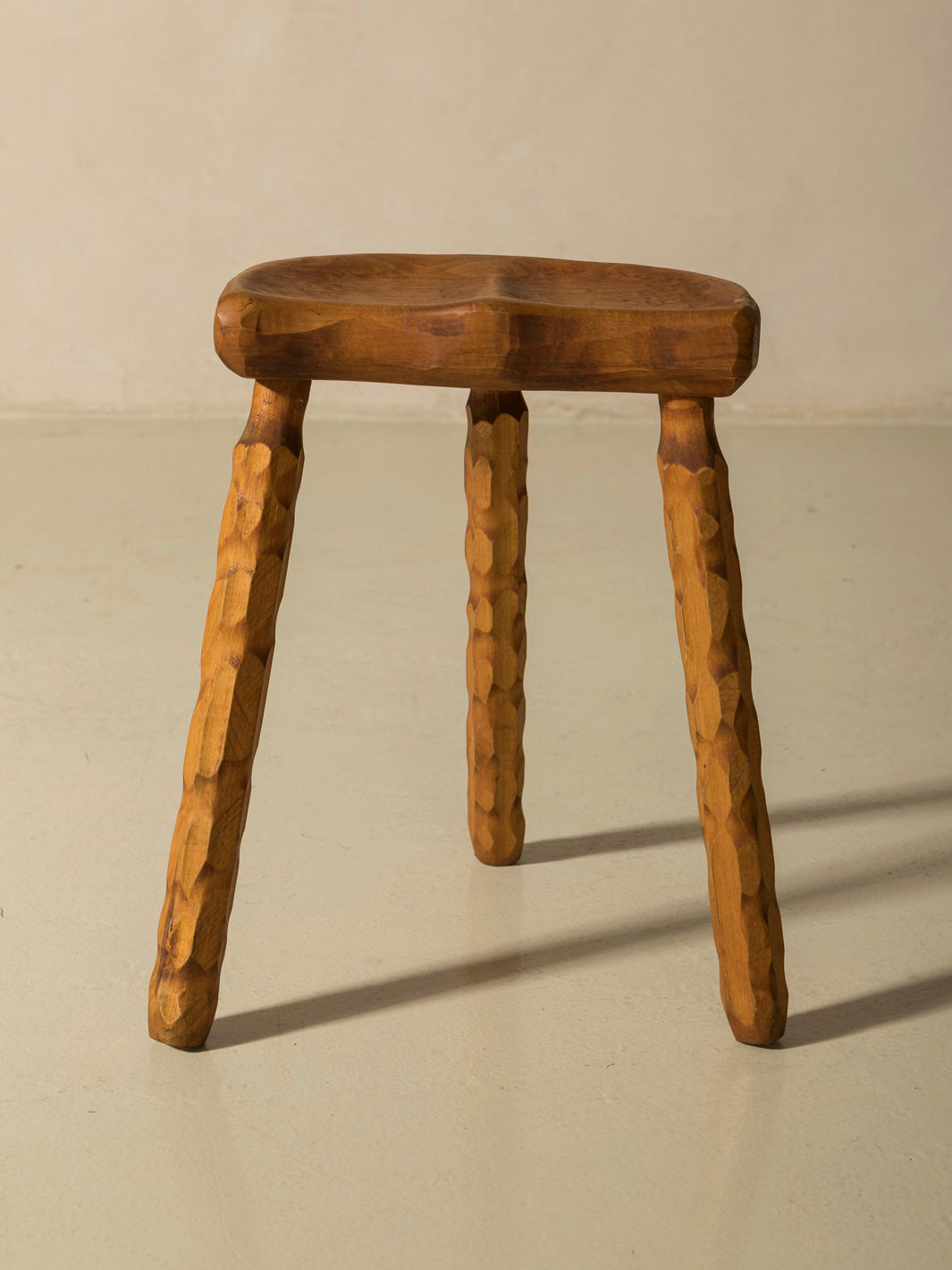 Brutalist carved stool from the 1960s