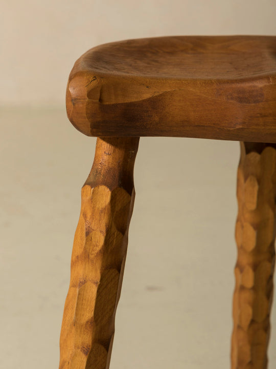 Brutalist carved stool from the 1960s