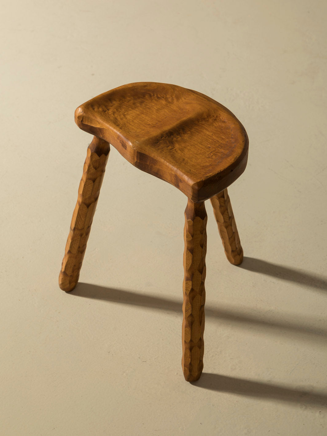 Brutalist carved stool from the 1960s