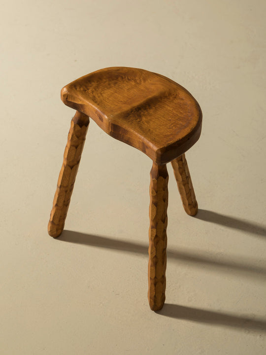 Brutalist carved stool from the 1960s