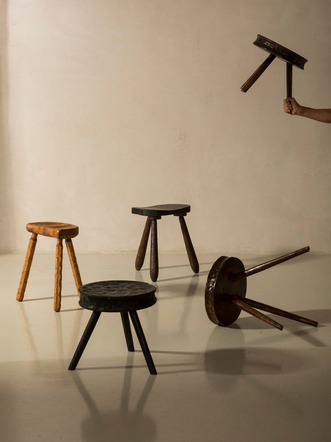 Brutalist carved stool from the 1960s