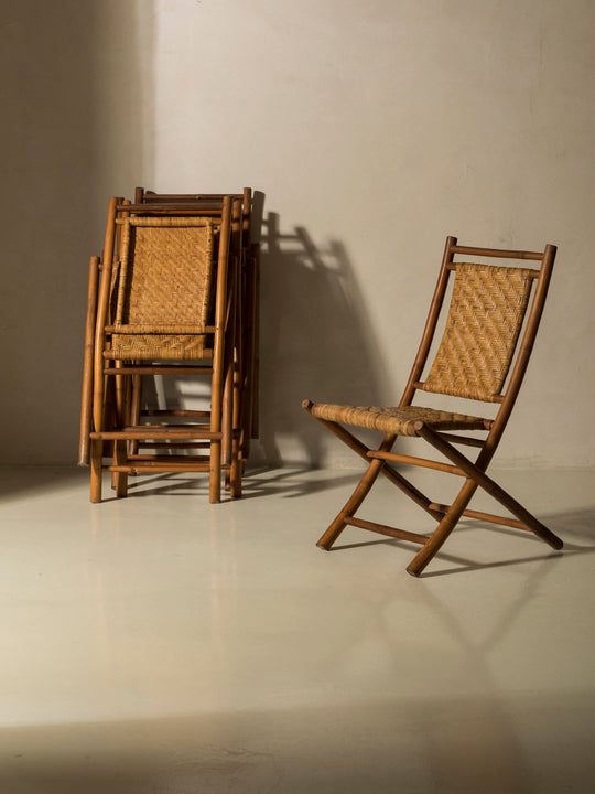 Set of 5 rattan chairs from the 1950s