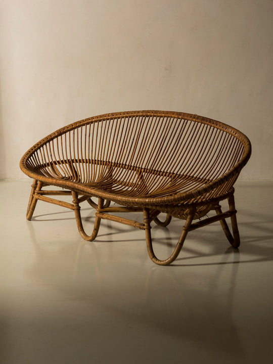 Bamboo and rattan sofa from the 1950s