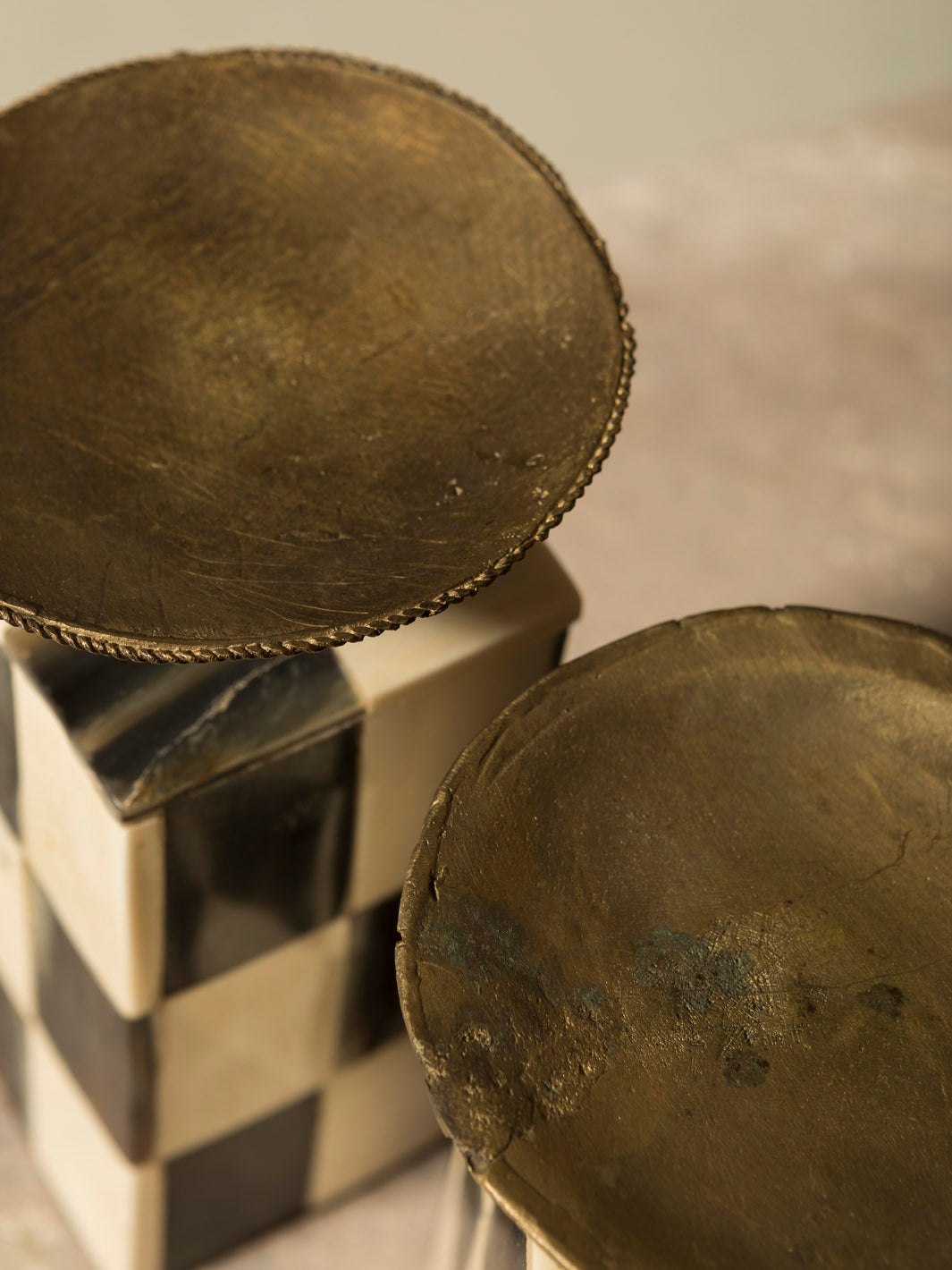 Pair of checkered candlesticks from the 1960s