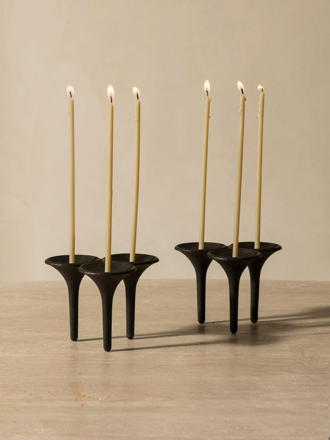 Pair of black iron candlesticks from the 1960s
