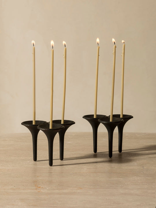 Pair of black iron candlesticks from the 1960s