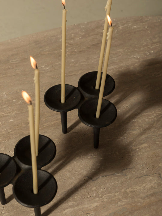 Pair of black iron candlesticks from the 1960s
