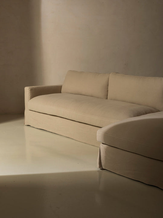 Sofá Amberes lino perla con chaise longue