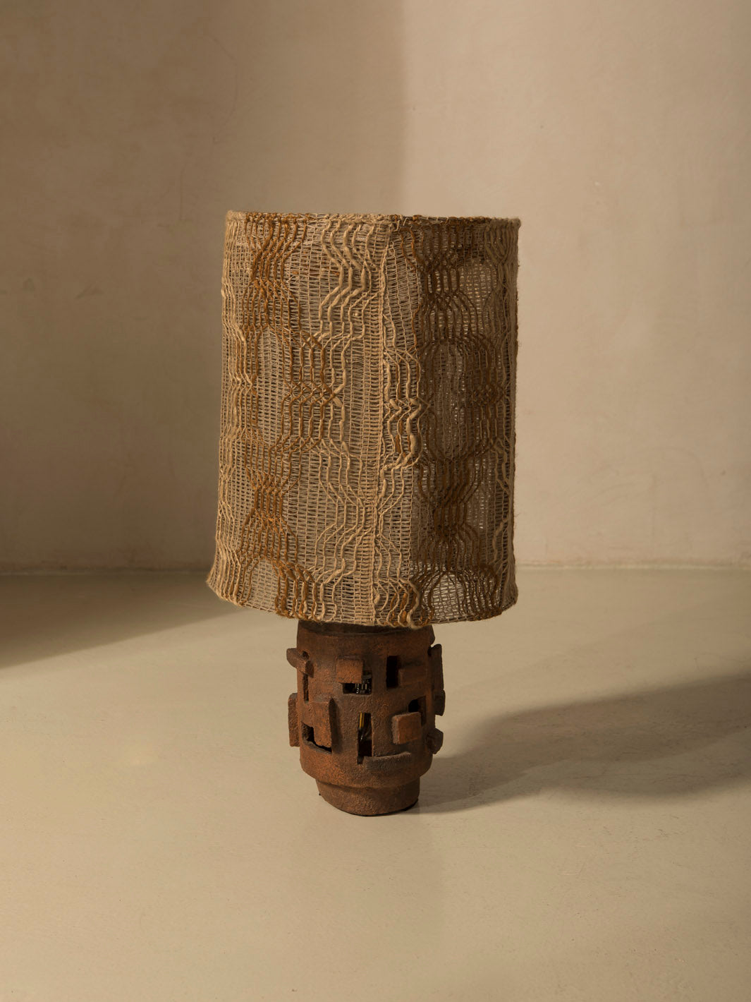 Lámpara terracota y cuerda años 60