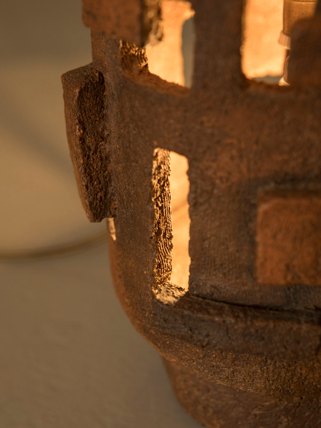 Lámpara terracota y cuerda años 60