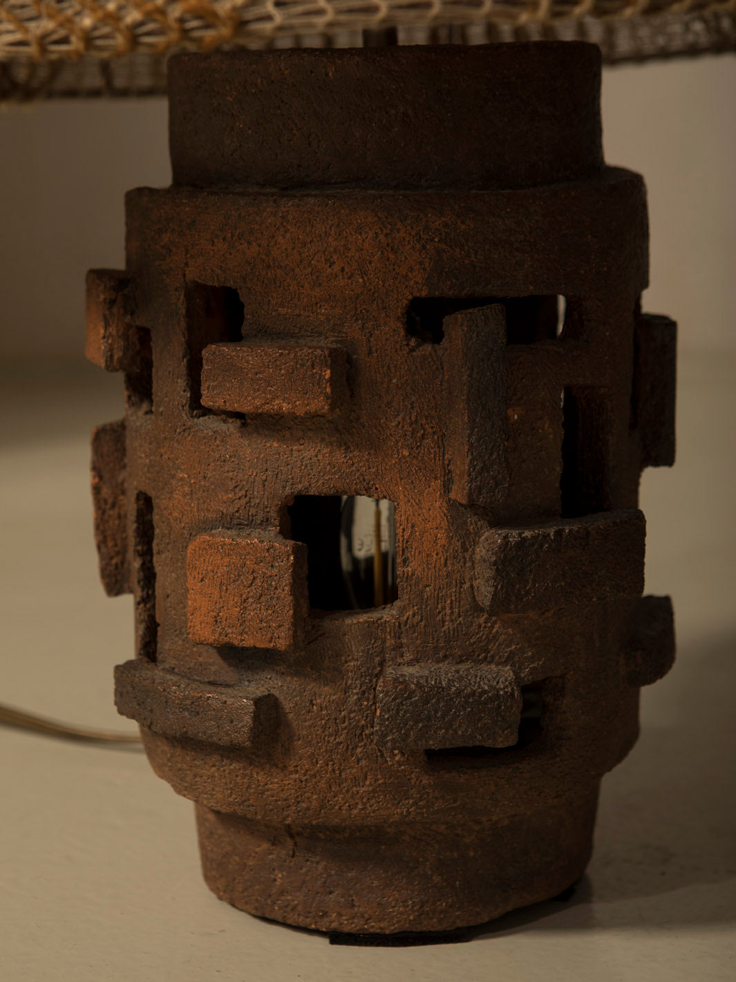 Lámpara terracota y cuerda años 60