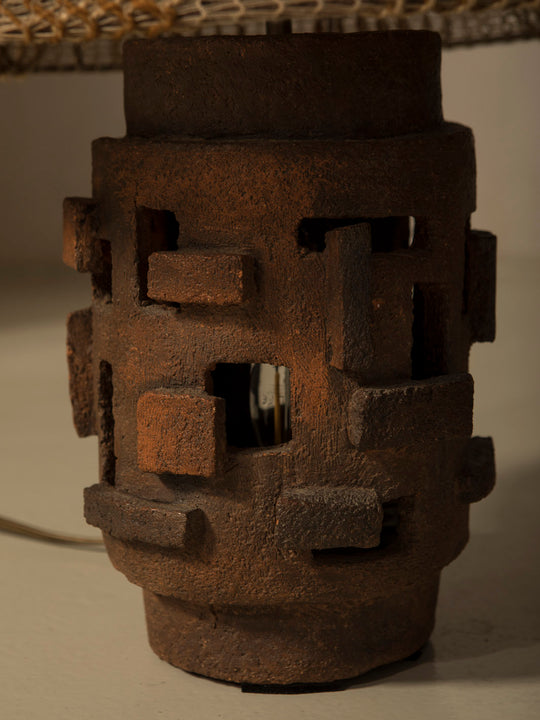 Lámpara terracota y cuerda años 60