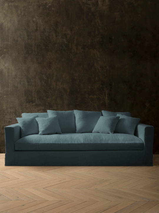 Omaanda Linen Sofa in Gunmetal Blue