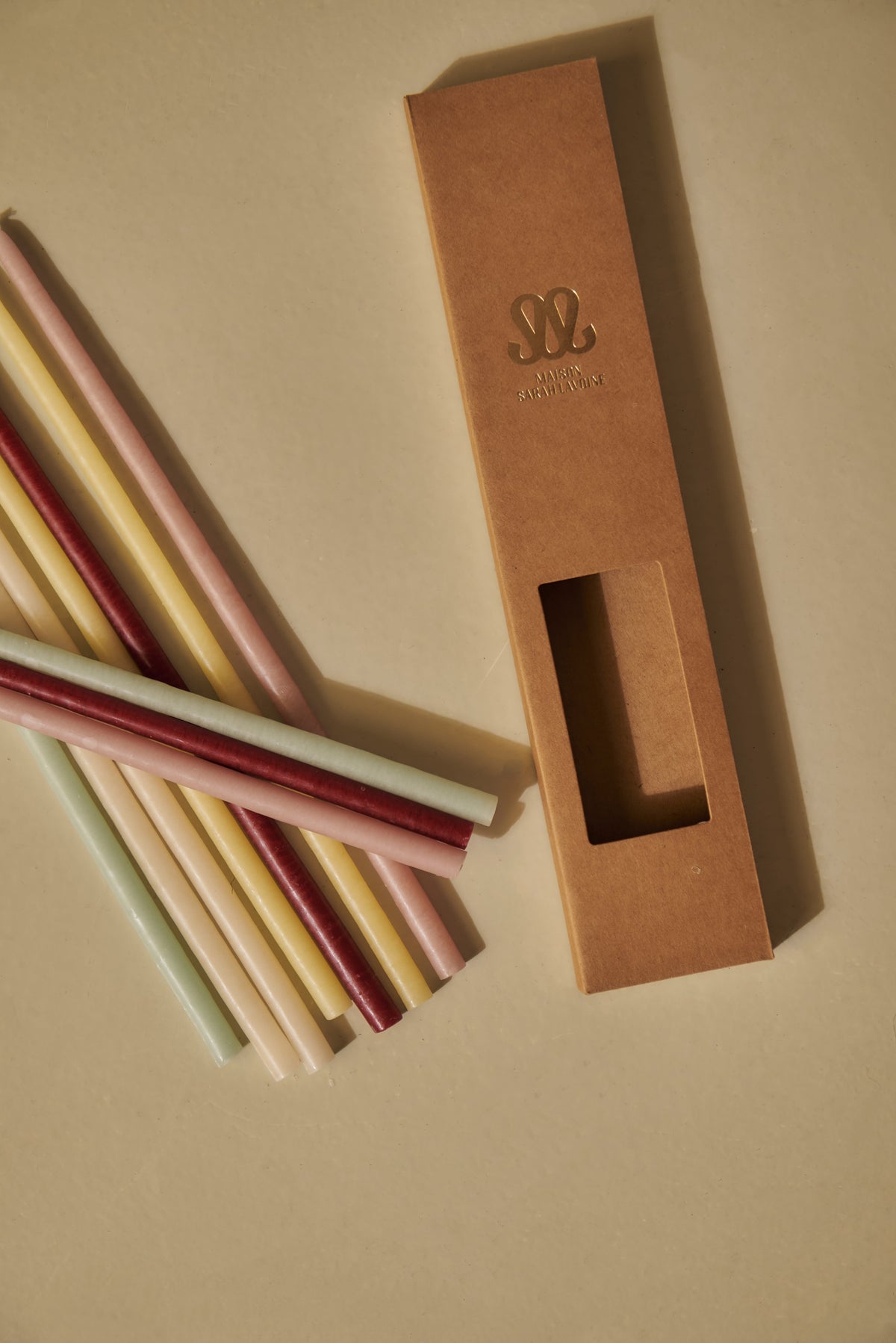 Pack of 12 slim pastel candles