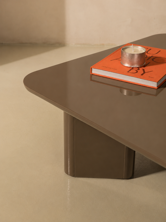 Khaki lacquered coffee table