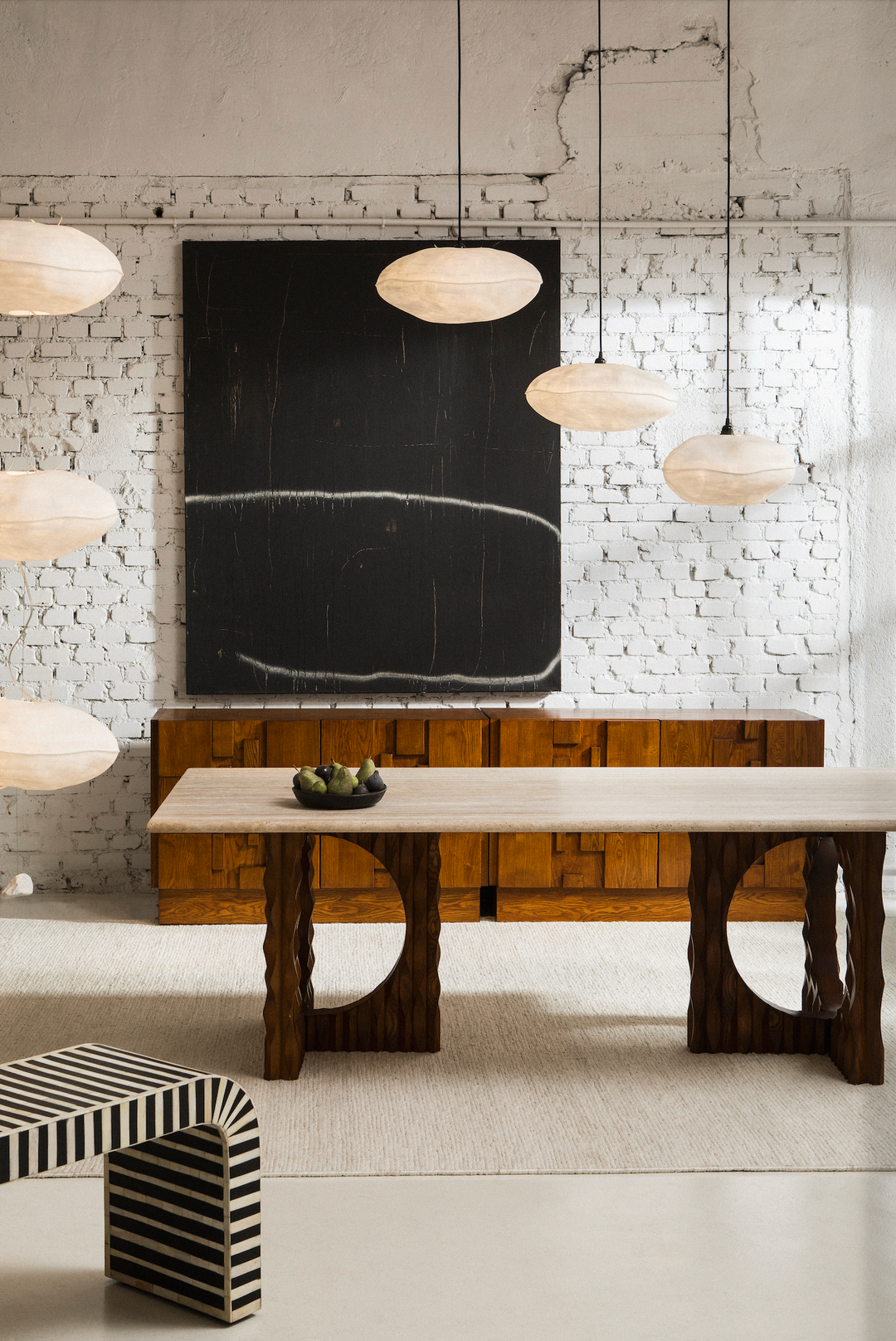Travertine dining table 220x114cm