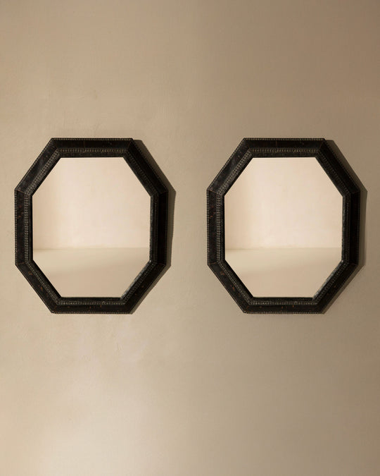 Pair of Maison RG turtle mirrors from the 1940s