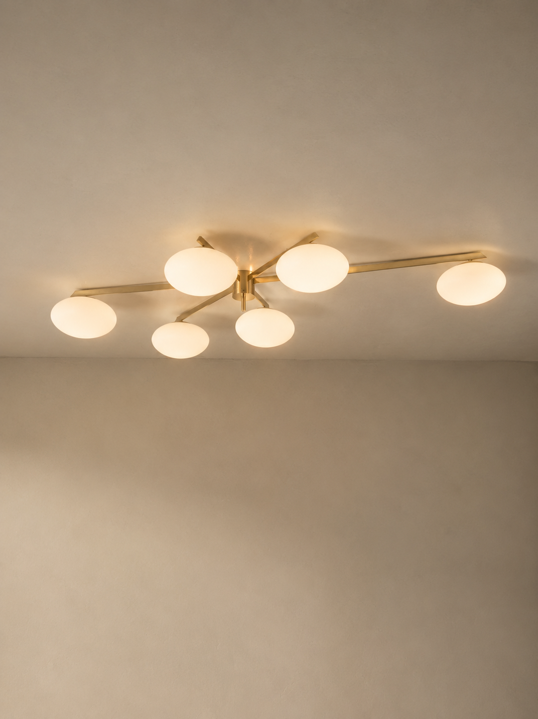 Brass and Murano ceiling light 6 lampshades