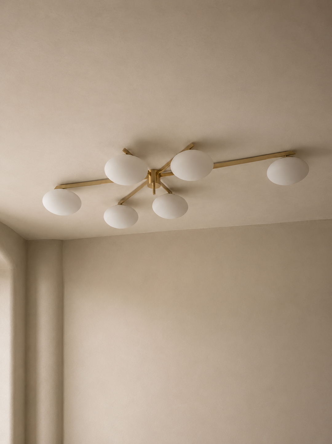 Brass and Murano ceiling light 6 lampshades