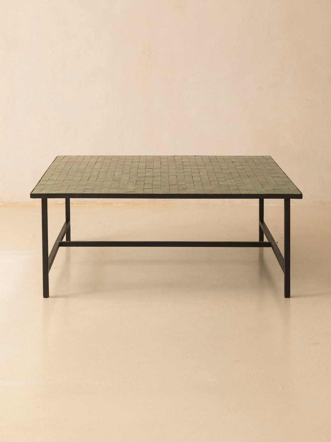 Green Zellige coffee table 100x100cm