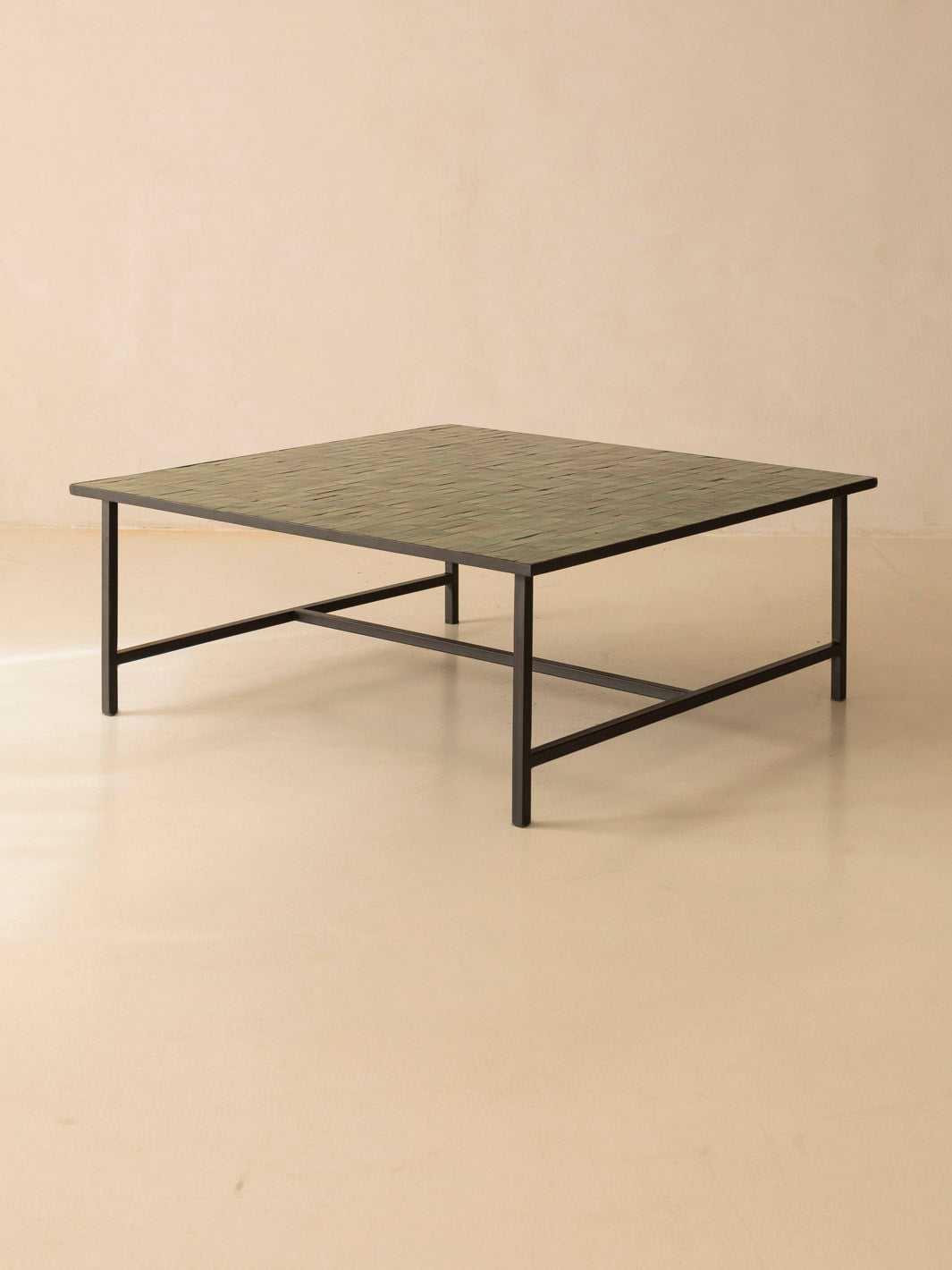 Green Zellige coffee table 100x100cm