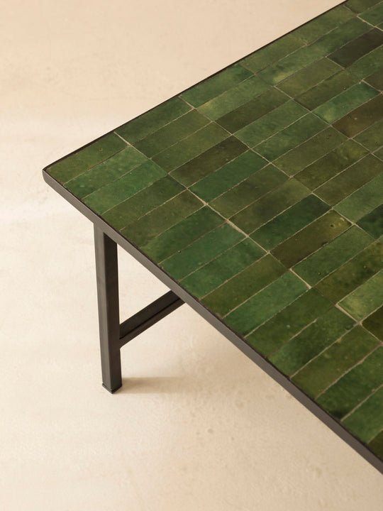 Green Zellige coffee table 100x100cm