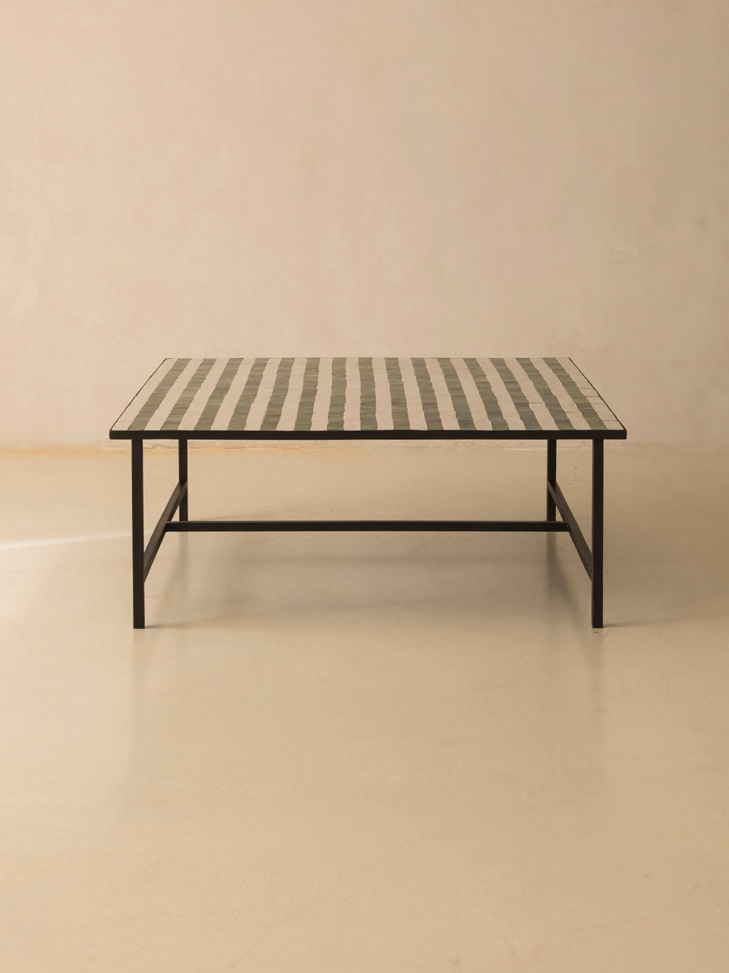 Green and white Zellige coffee table 100x100cm