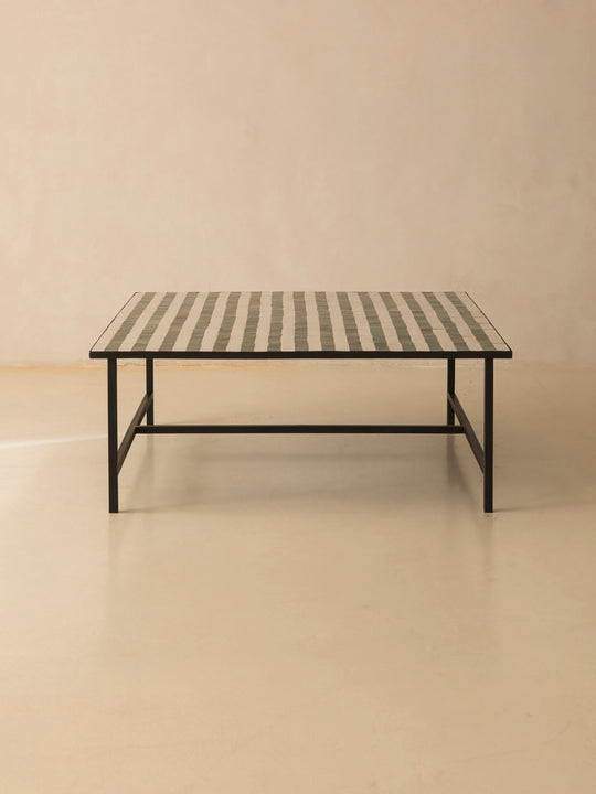 Green and white Zellige coffee table 100x100cm