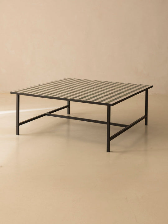 Green and white Zellige coffee table 100x100cm