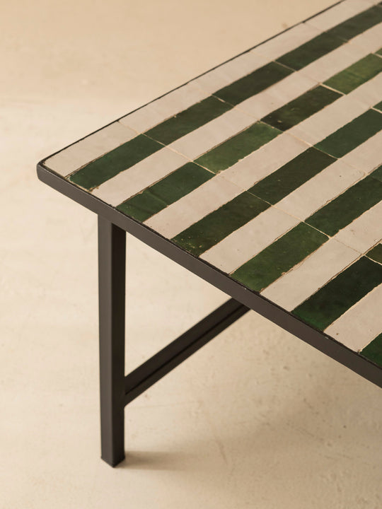 Green and white Zellige coffee table 100x100cm