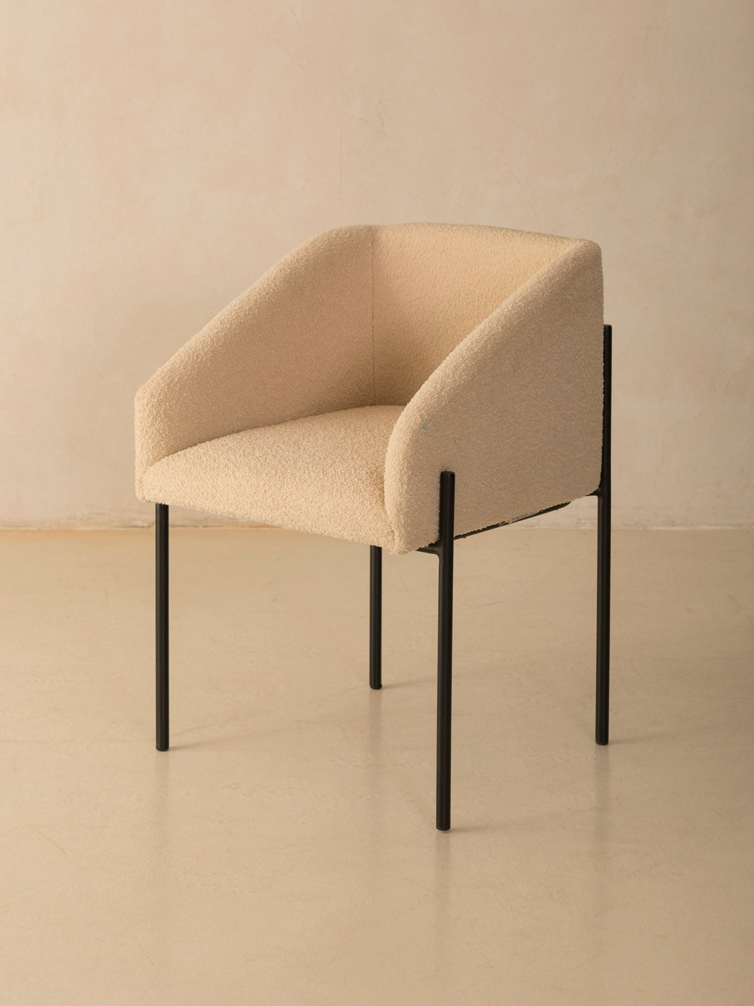 Karale chair in cream terry cloth.