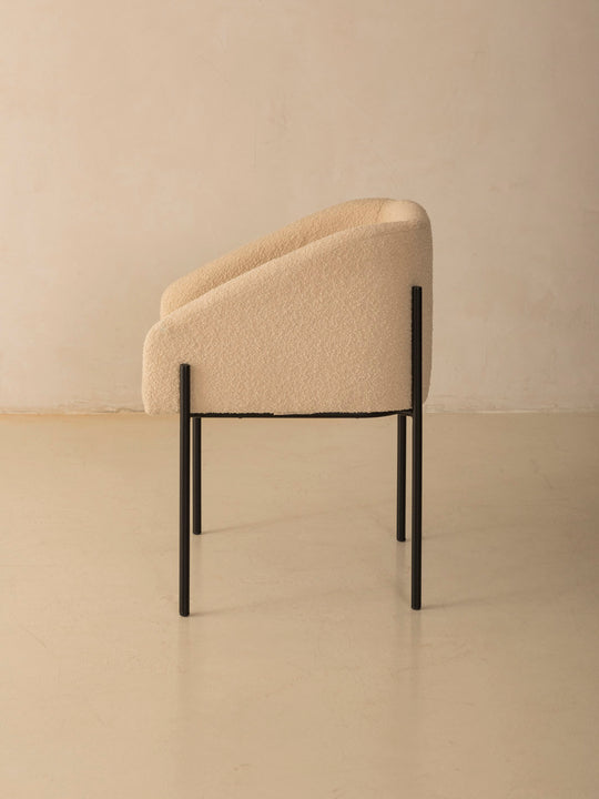 Karale chair in cream terry cloth.